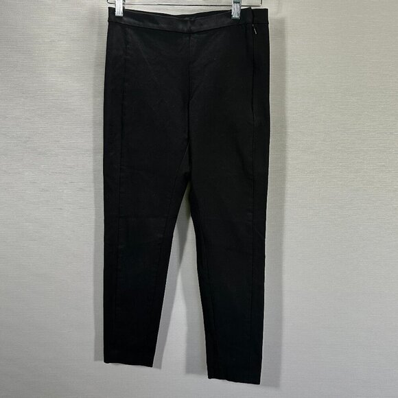 Banana Republic Pants Womens 6 Petite Devon Black Cotton Stretch Side Zip - Picture 1 of 6